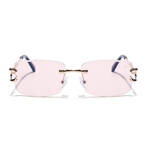 Stud | Light Pink Rimless Sunglasses | Golden Frame - MG7528