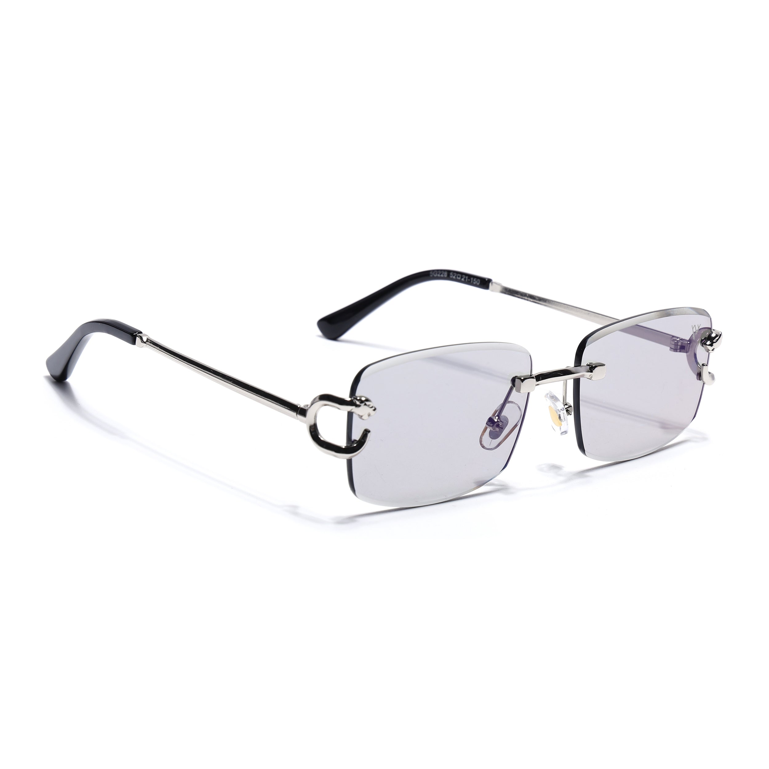 Rimless Sunglasses for Men & Women (Light Black Lens | Silver Frame - MG7529)