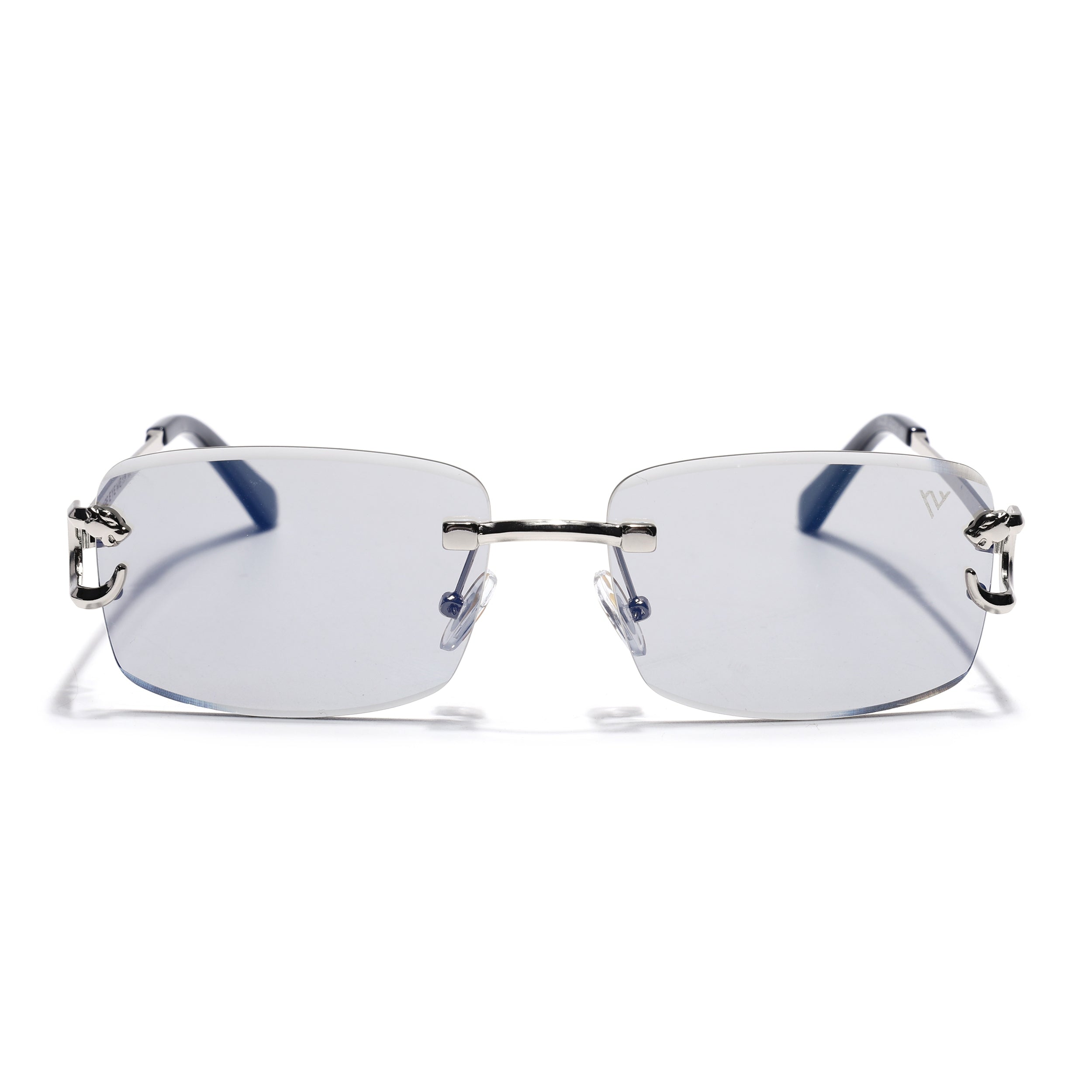 Rimless Sunglasses for Men & Women (Light Black Lens | Silver Frame - MG7529)