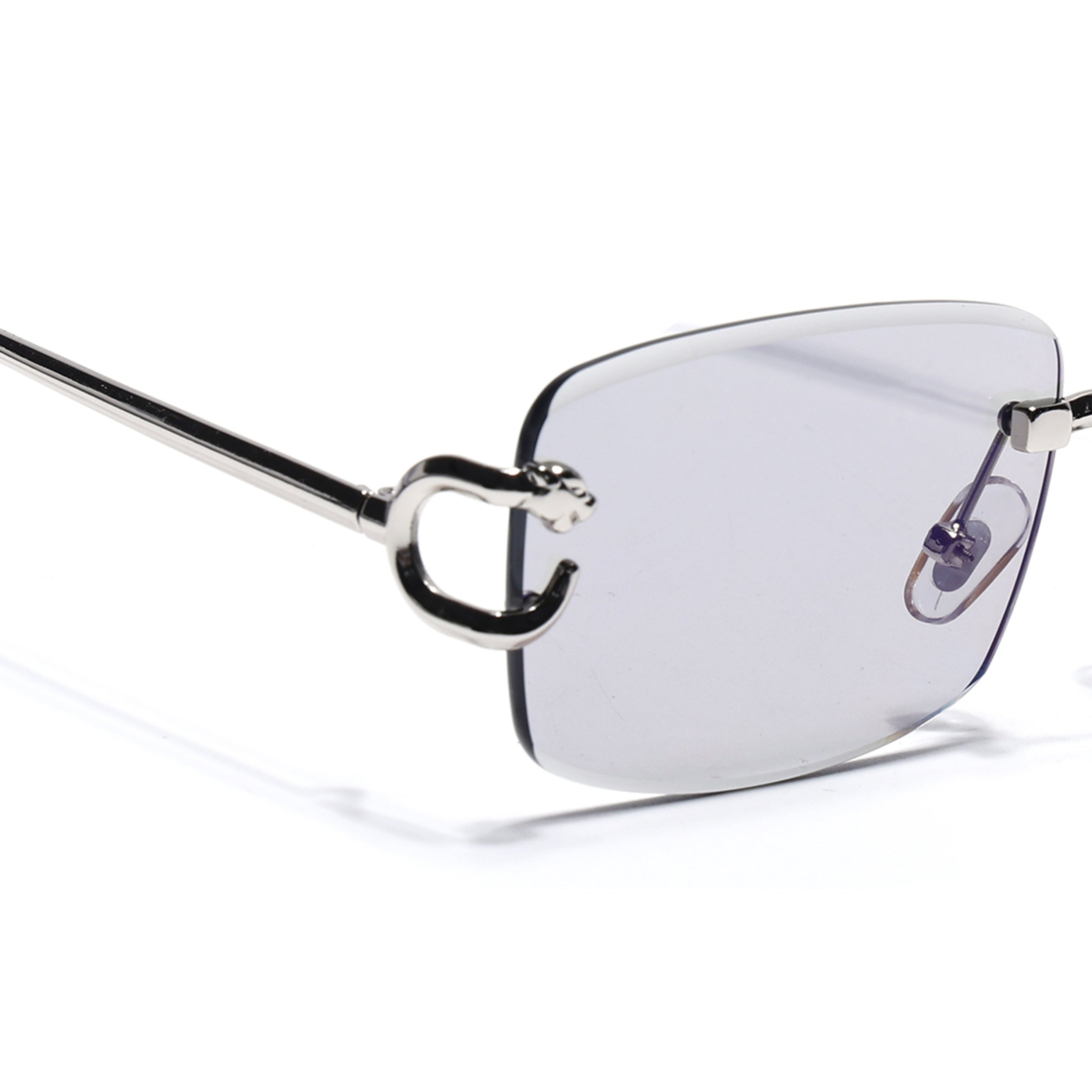 Rimless Sunglasses for Men & Women (Light Black Lens | Silver Frame - MG7529)