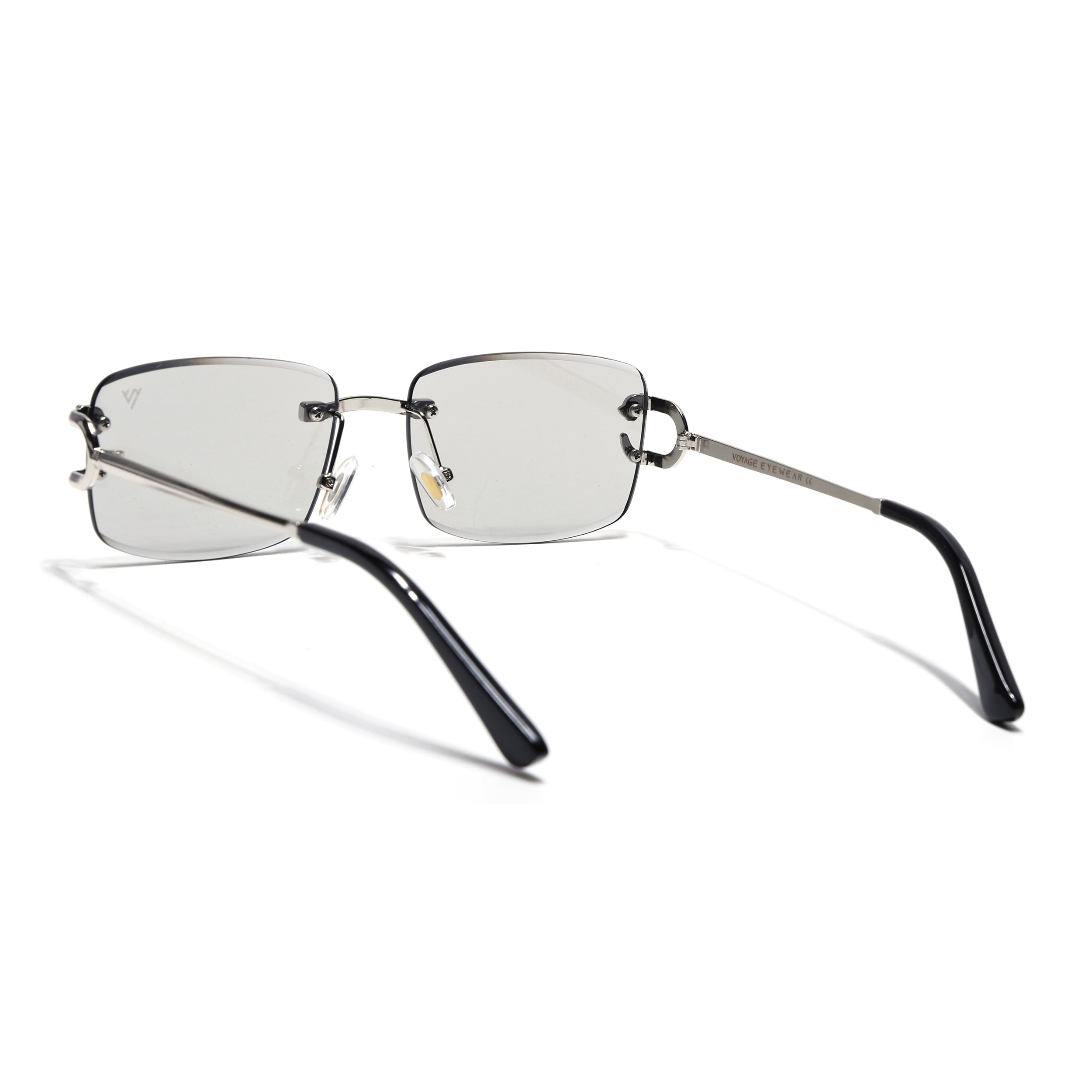 Rimless Sunglasses for Men & Women (Light Black Lens | Silver Frame - MG7529)