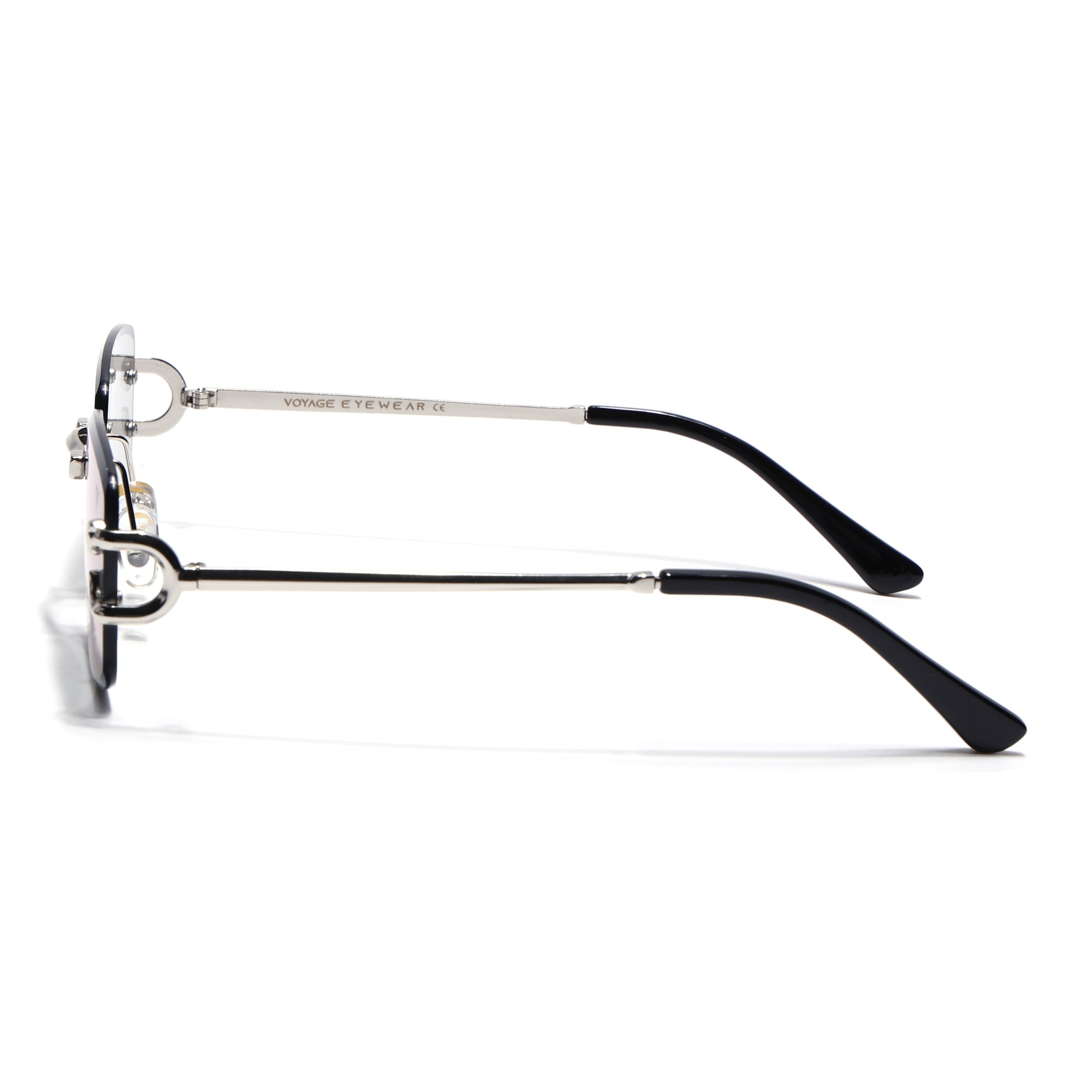 Rimless Sunglasses for Men & Women (Light Black Lens | Silver Frame - MG7529)