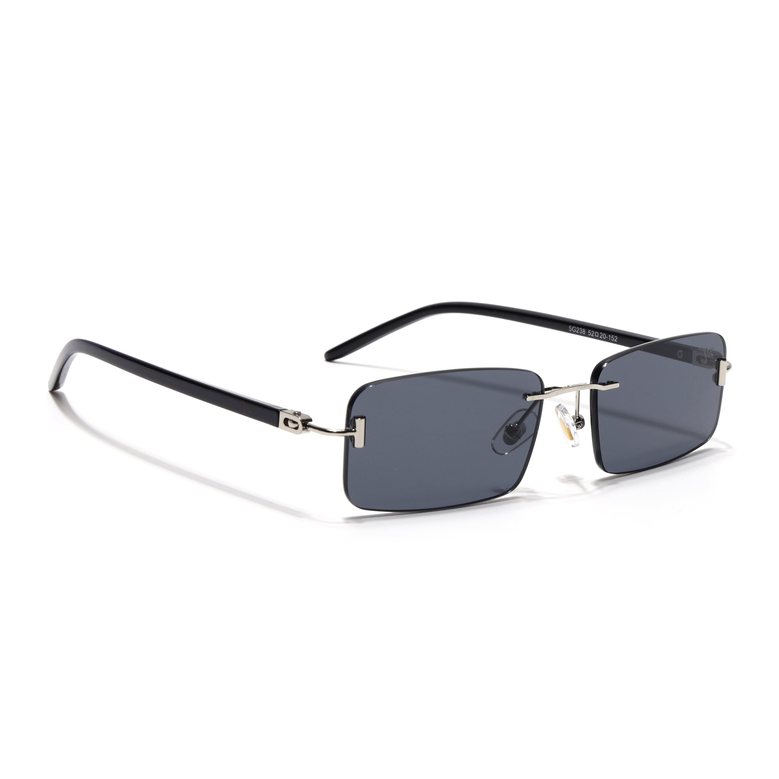 Rimless Sunglasses for Men & Women (Black Lens | Silver Frame - MG7379)