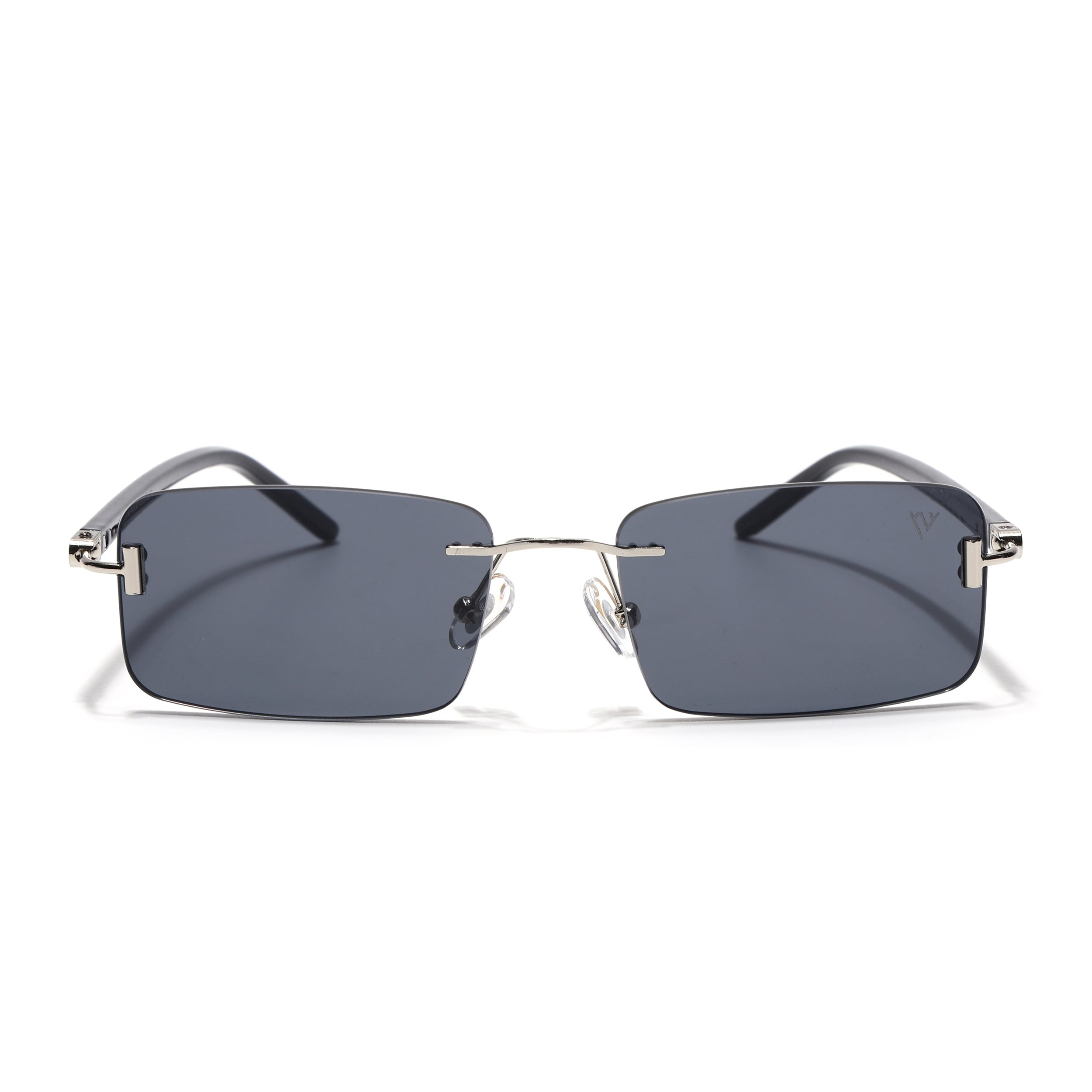 Rimless Sunglasses for Men & Women (Black Lens | Silver Frame - MG7379)