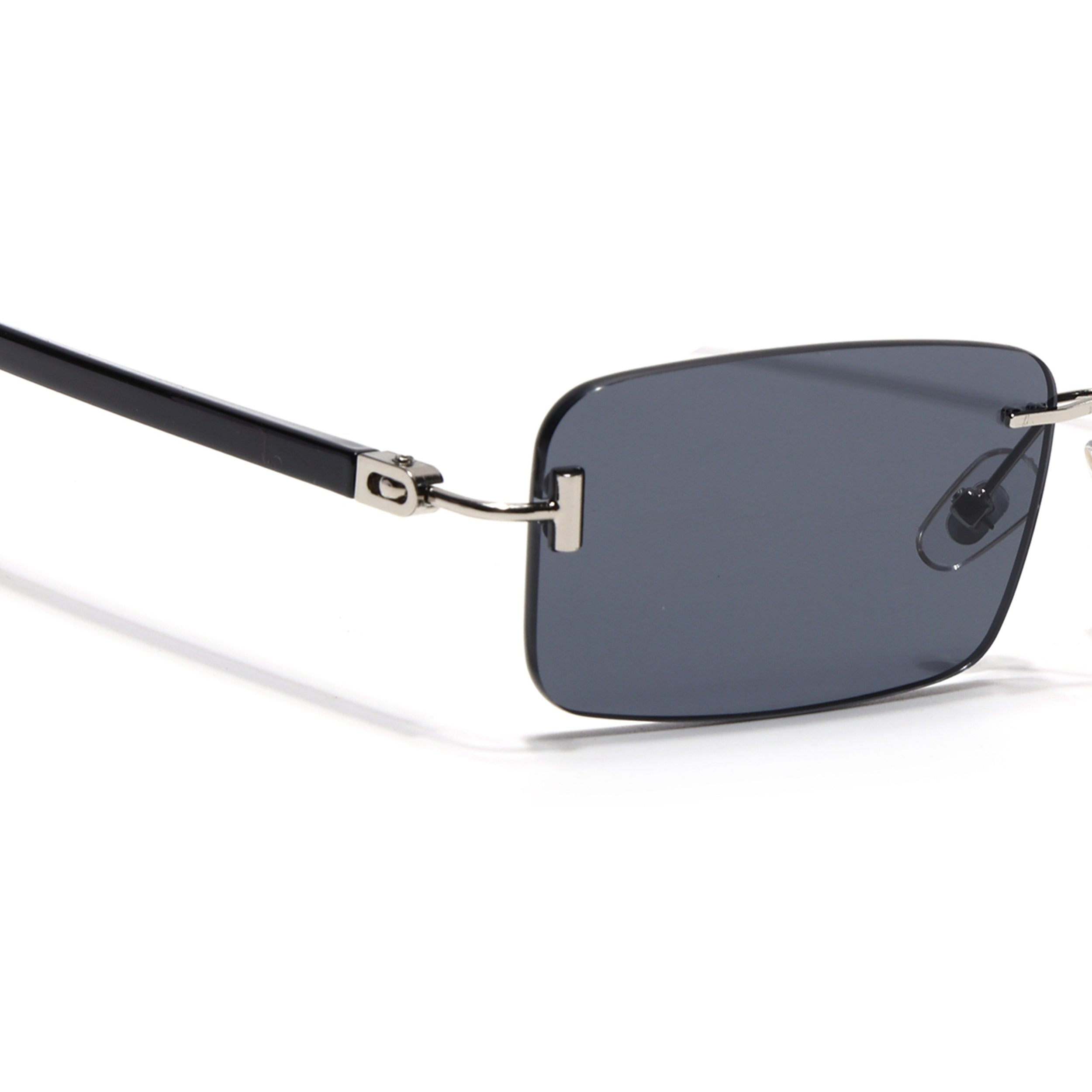 Rimless Sunglasses for Men & Women (Black Lens | Silver Frame - MG7379)