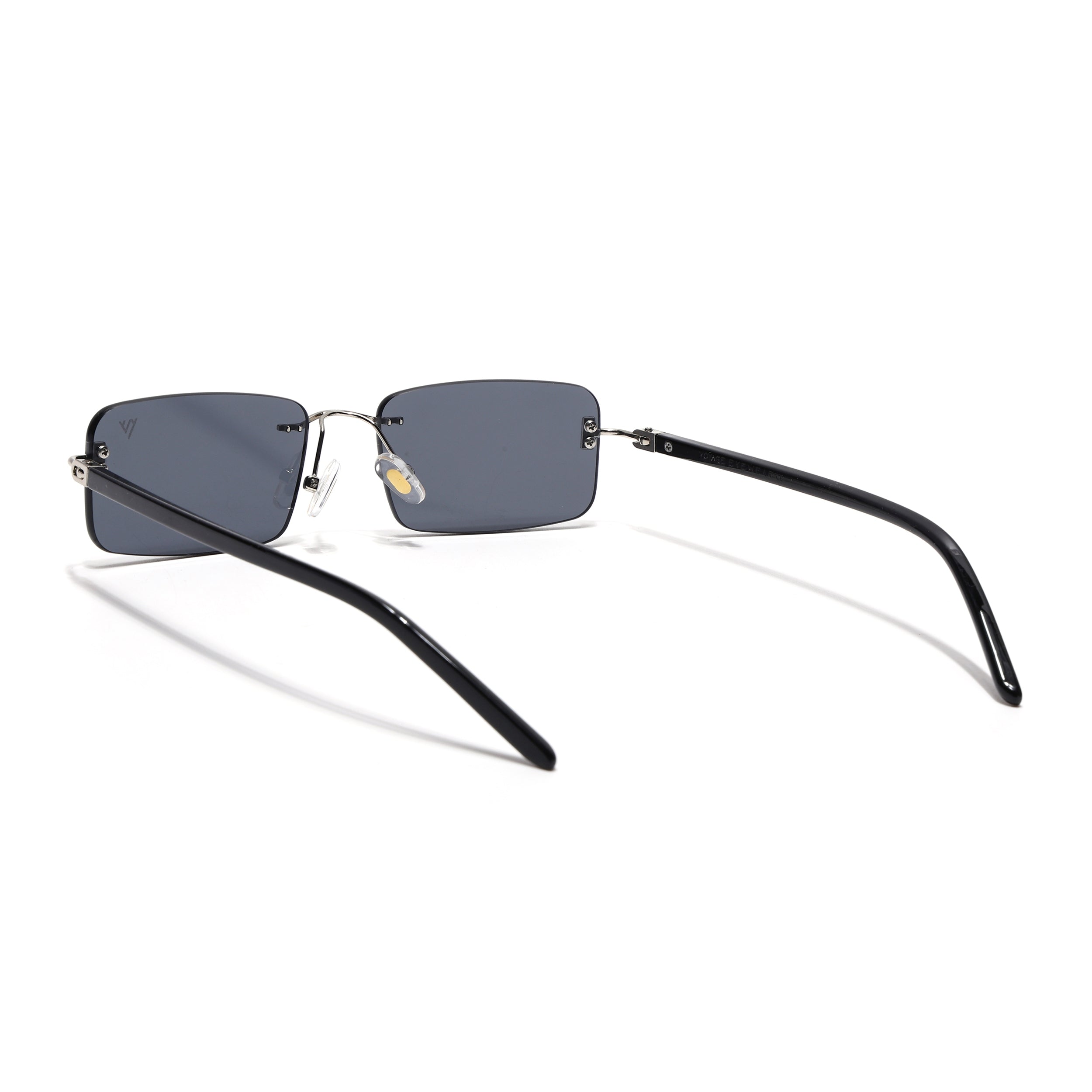 Rimless Sunglasses for Men & Women (Black Lens | Silver Frame - MG7379)