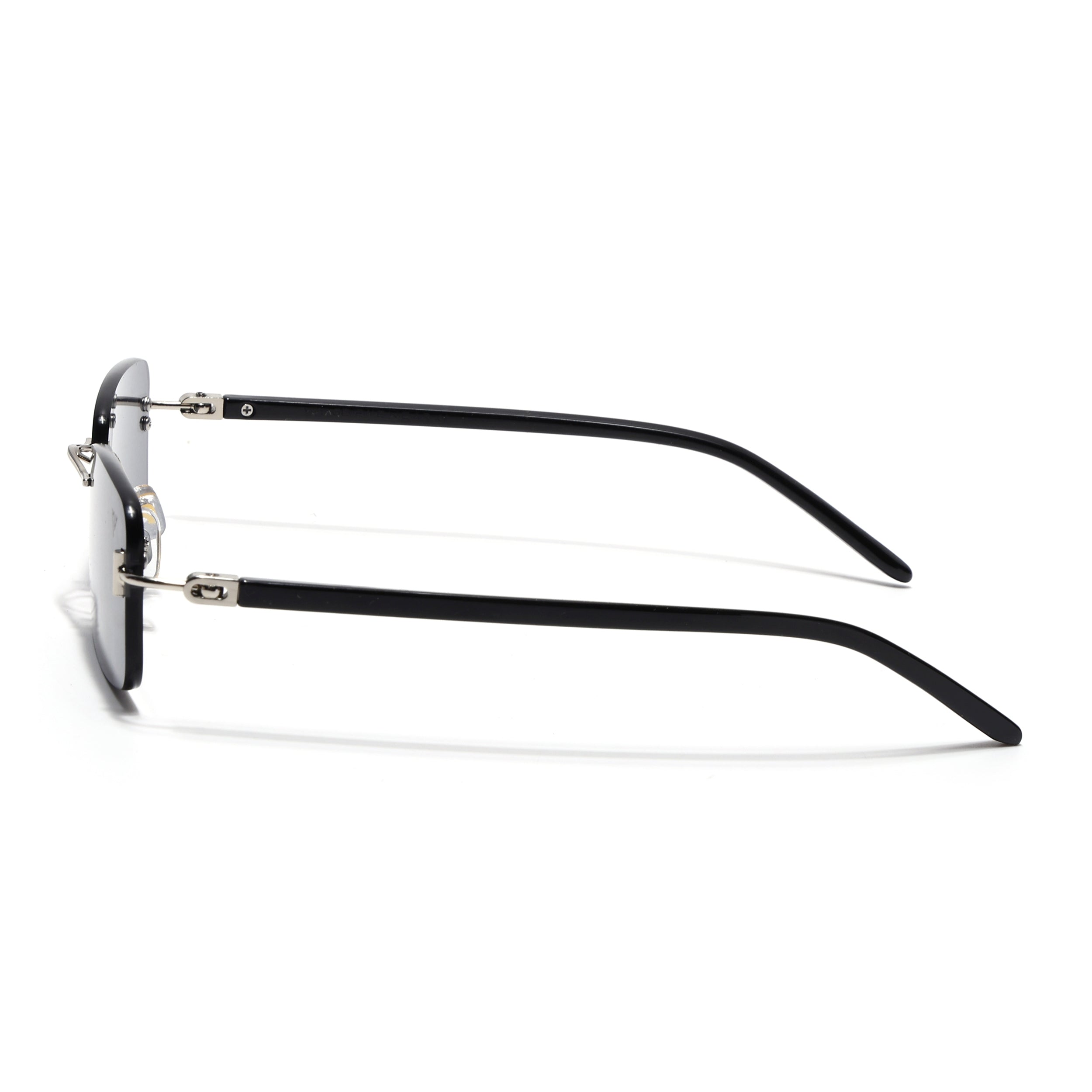 Rimless Sunglasses for Men & Women (Black Lens | Silver Frame - MG7379)