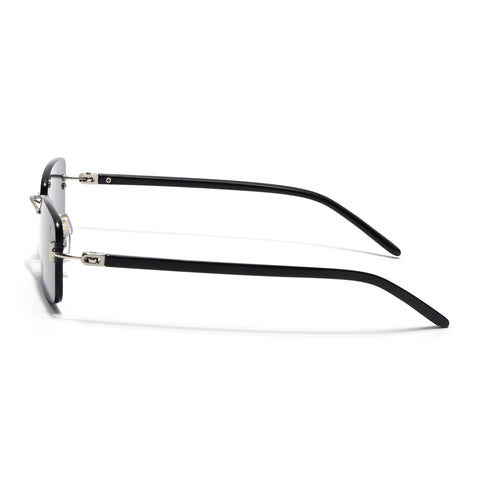 Rimless Sunglasses for Men & Women (Black Lens | Silver Frame - MG7379)