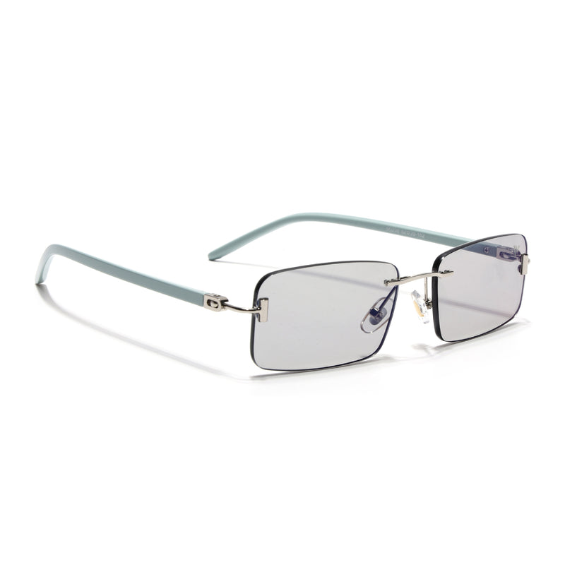 Rimless Sunglasses for Men & Women (Light Black Lens | Silver Frame - MG7380)