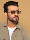 Rimless Sunglasses for Men & Women (Light Black Lens | Silver Frame - MG7380)