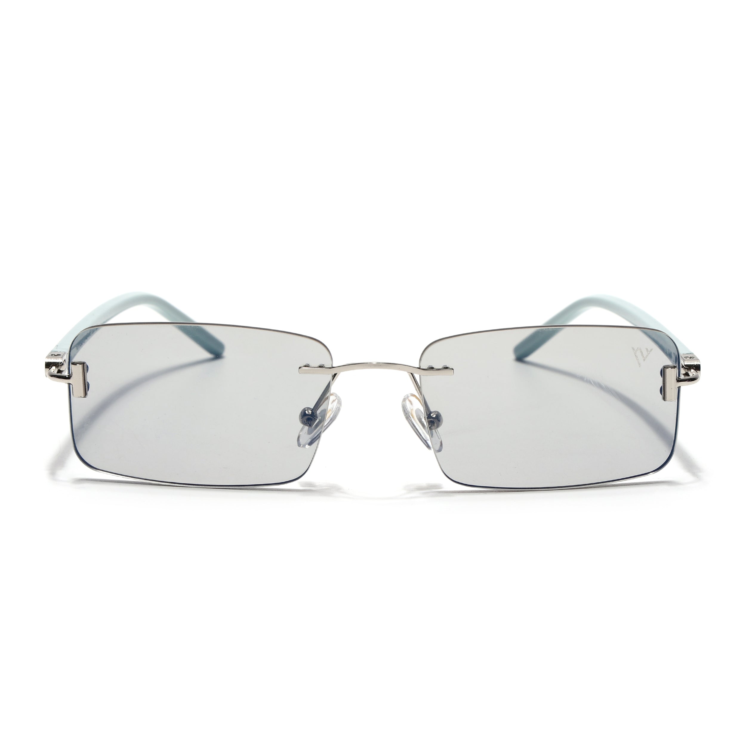 Rimless Sunglasses for Men & Women (Light Black Lens | Silver Frame - MG7380)