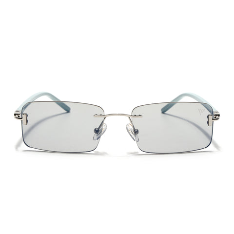 Rimless Sunglasses for Men & Women (Light Black Lens | Silver Frame - MG7380)