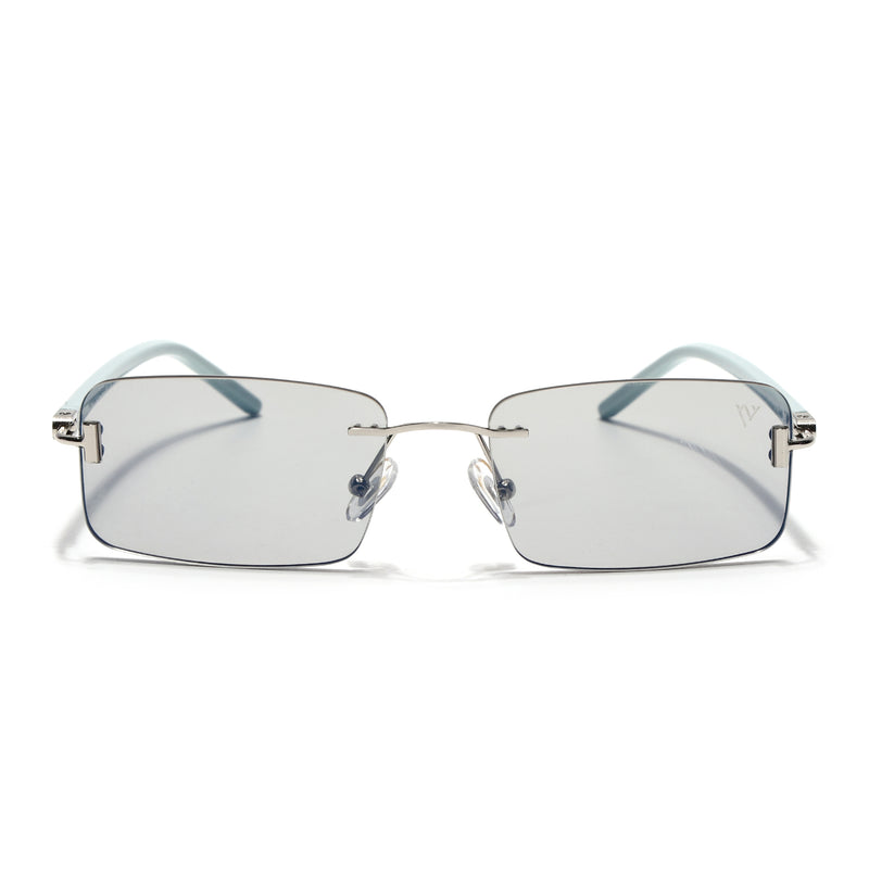 Rimless Sunglasses for Men & Women (Light Black Lens | Silver Frame - MG7380)