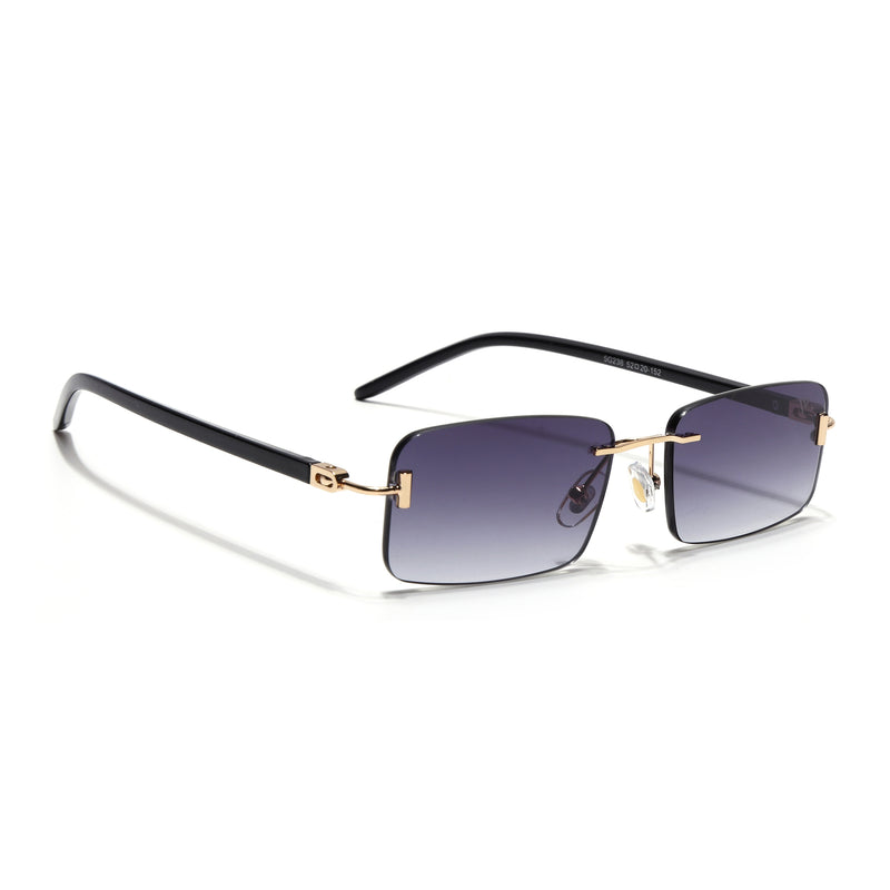 Rimless Sunglasses for Men & Women (Grey & Clear Lens | Golden Frame - MG7381)