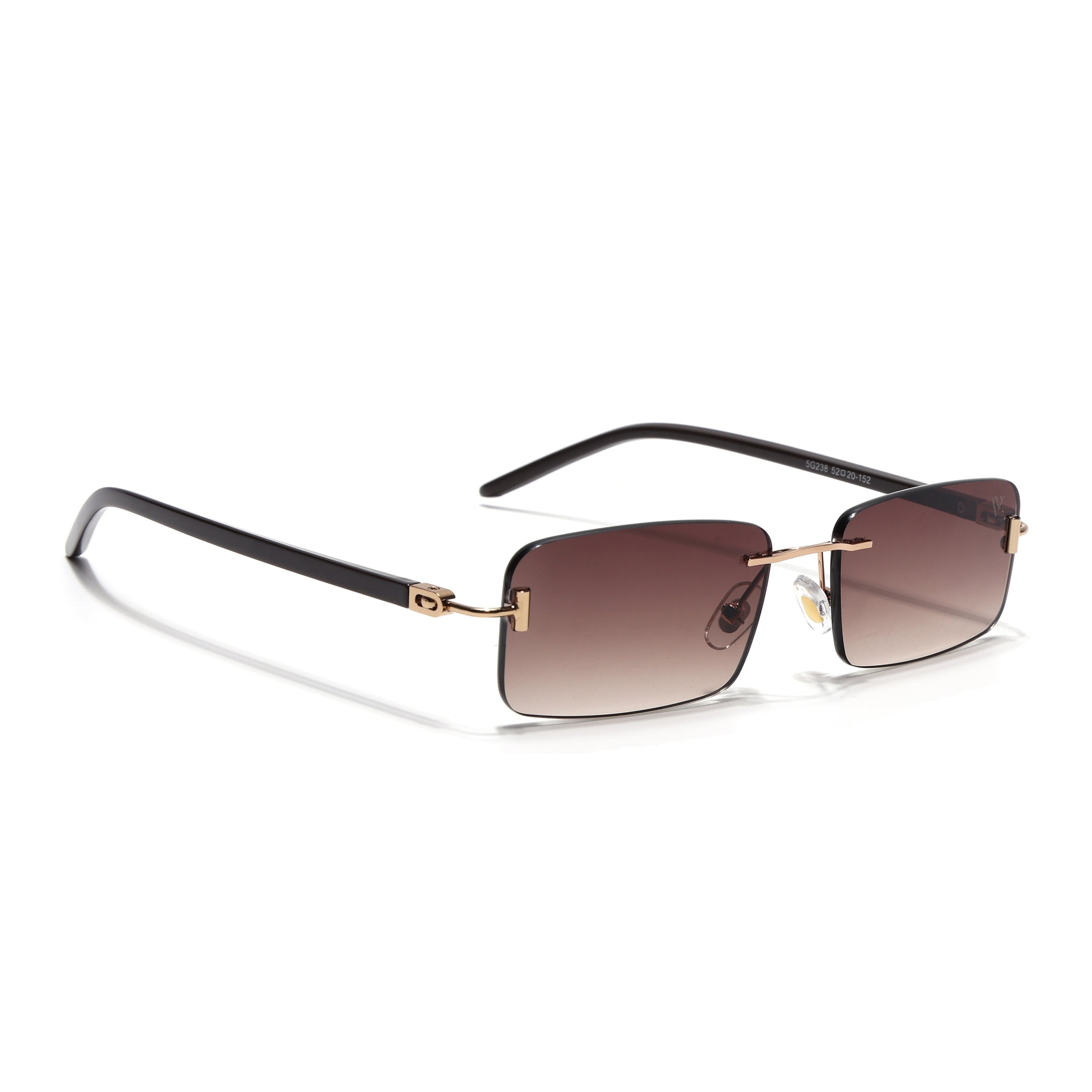 Rimless Sunglasses for Men & Women (Brown & Clear Lens | Golden Frame - MG7382)