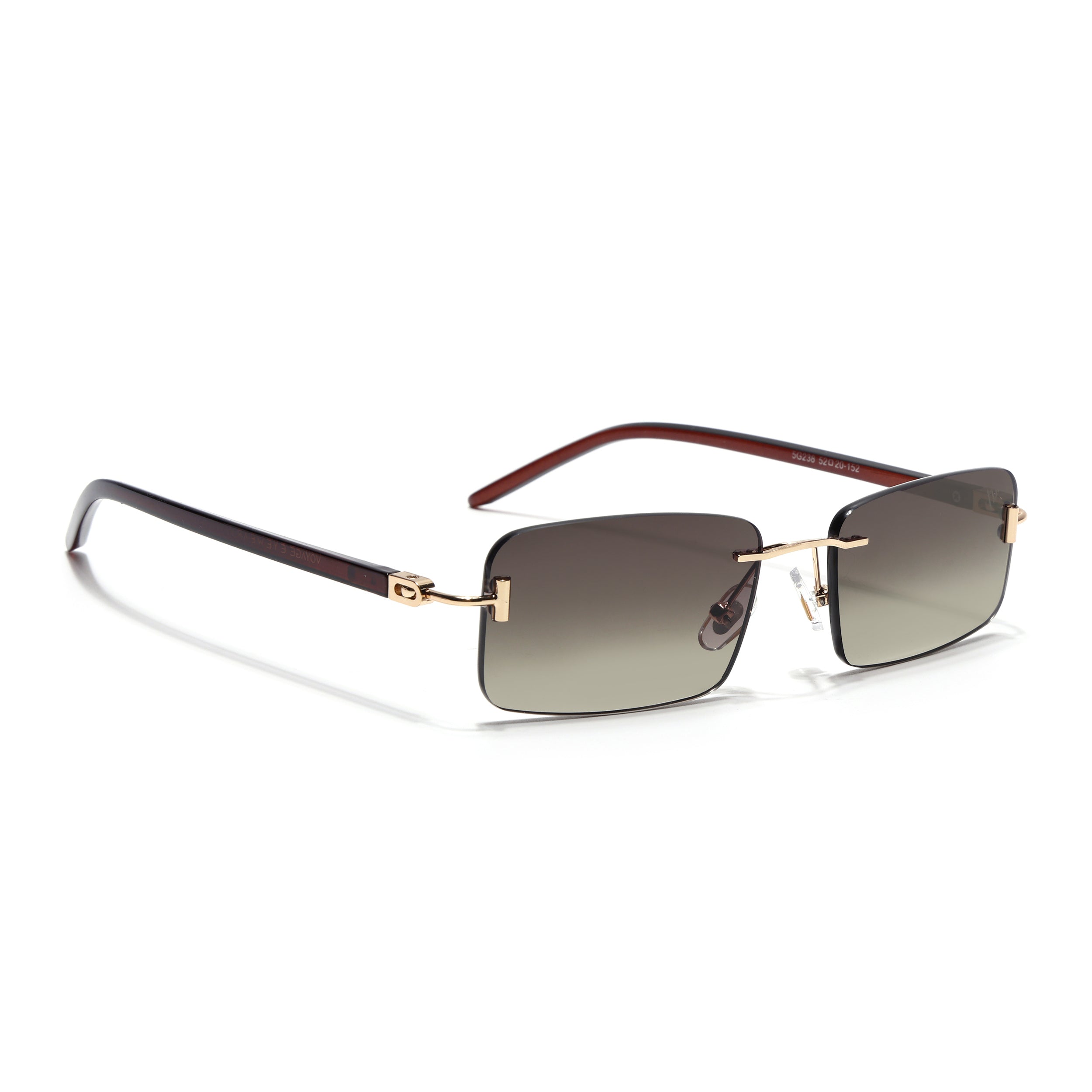 Rimless Sunglasses for Men & Women (Olive & Clear Lens | Golden Frame - MG7383)