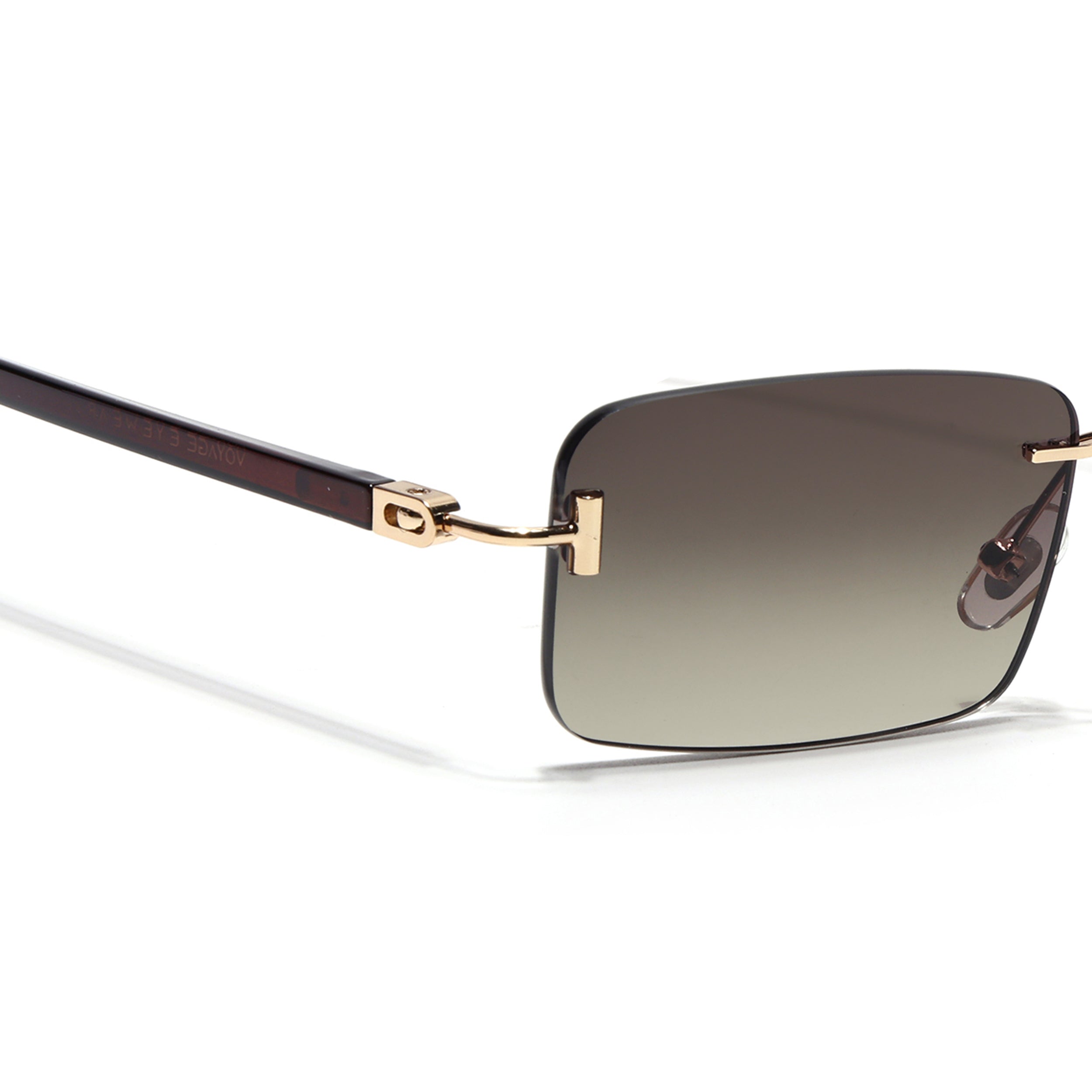 Rimless Sunglasses for Men & Women (Olive & Clear Lens | Golden Frame - MG7383)