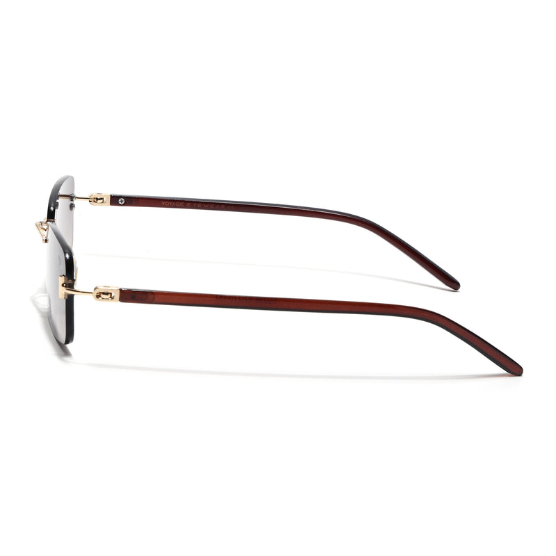 Rimless Sunglasses for Men & Women (Olive & Clear Lens | Golden Frame - MG7383)