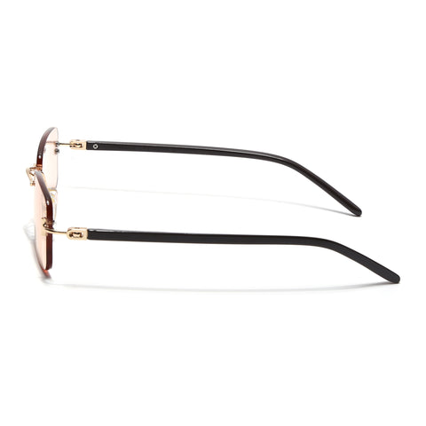 Rimless Sunglasses for Men & Women (Light Pink Lens | Golden Frame - MG7384)