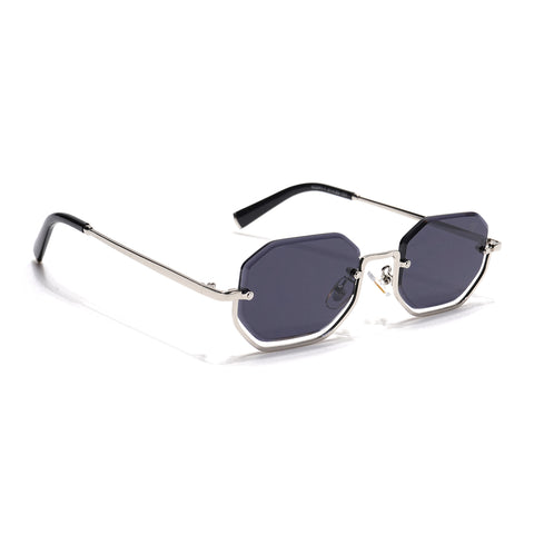 Facet | Grey Hexagonal Sunglasses | Silver Frame - MG7509