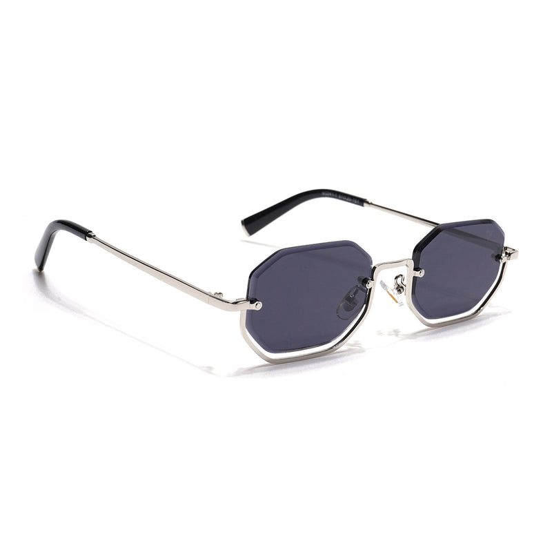 Facet | Grey Hexagonal Sunglasses | Silver Frame - MG7509