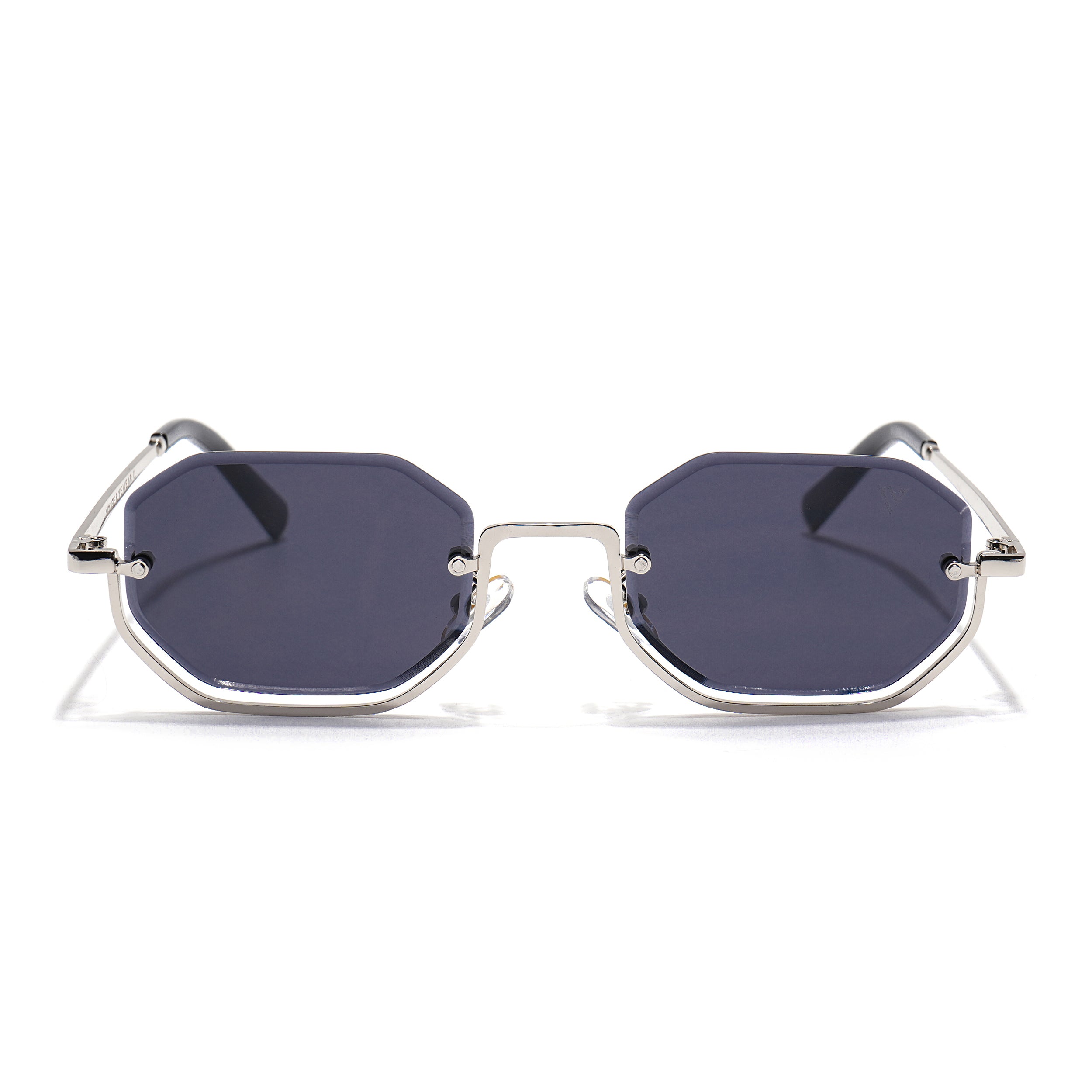 Hexagonal Sunglasses for Men & Women (Grey Lens | Silver Frame - MG7509)