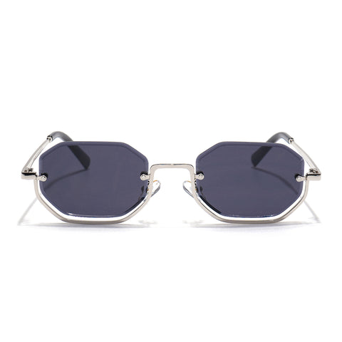 Facet | Grey Hexagonal Sunglasses | Silver Frame - MG7509