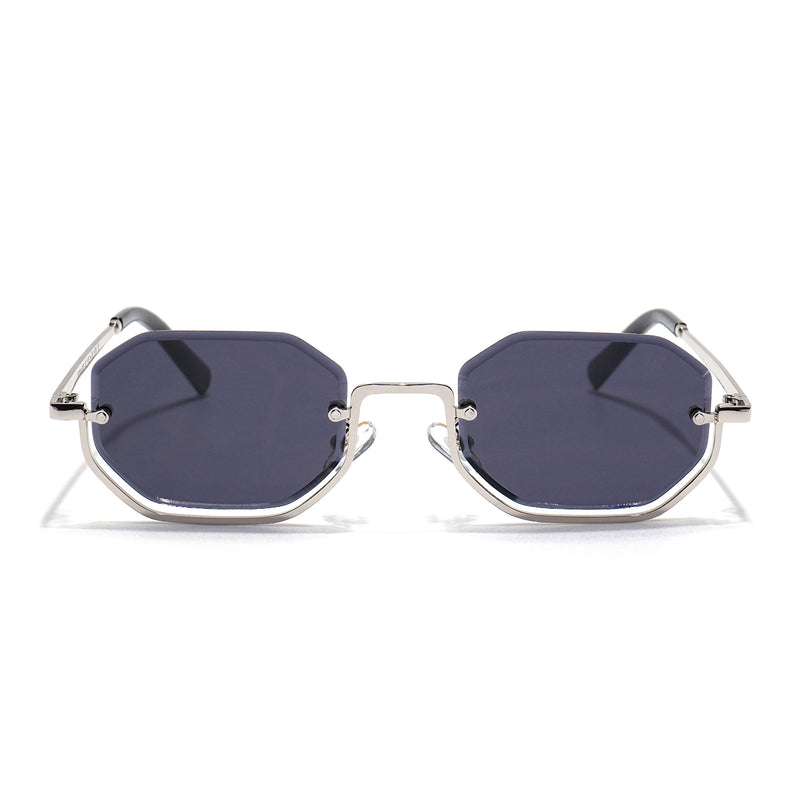 Facet | Grey Hexagonal Sunglasses | Silver Frame - MG7509