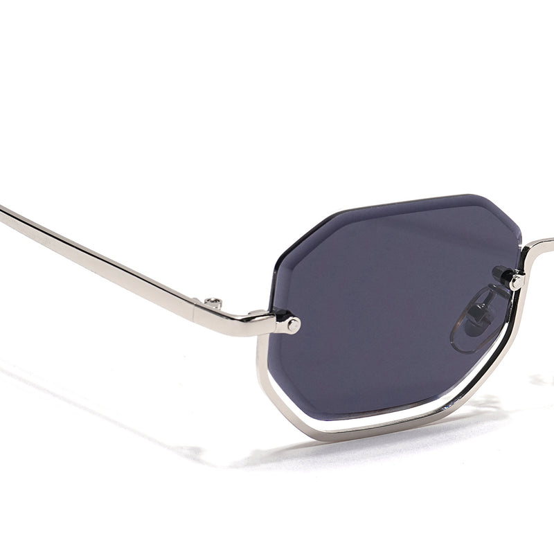 Facet | Grey Hexagonal Sunglasses | Silver Frame - MG7509