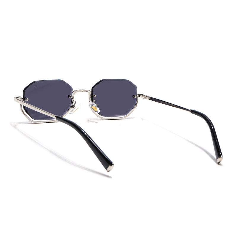 Facet | Grey Hexagonal Sunglasses | Silver Frame - MG7509