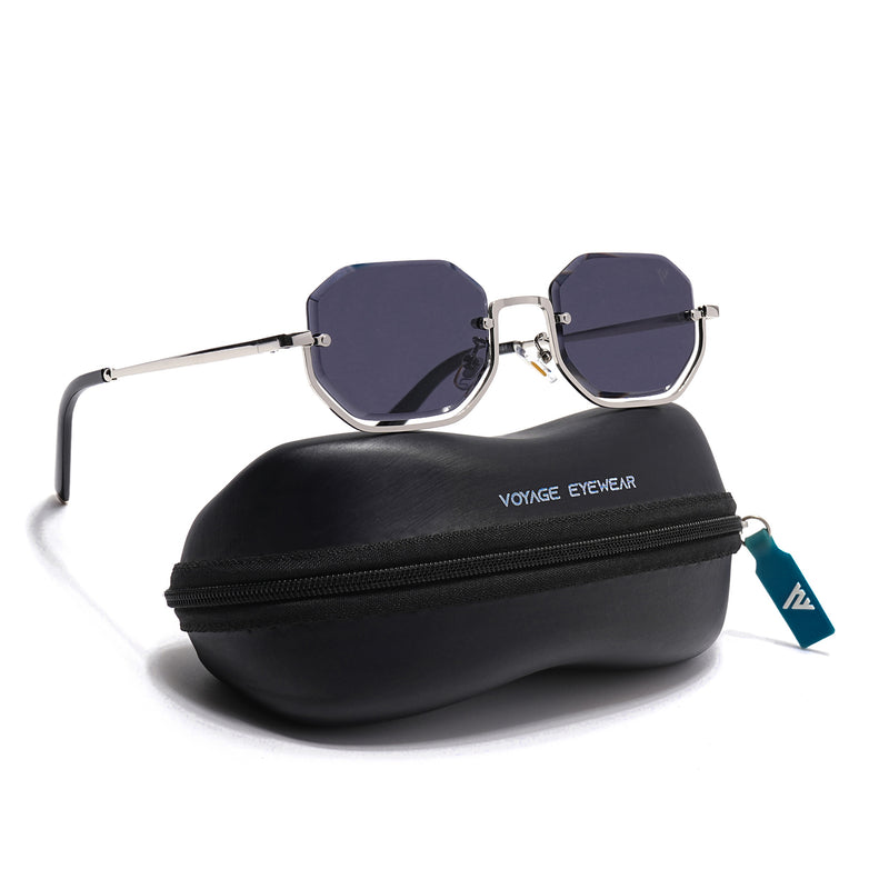 Facet | Grey Hexagonal Sunglasses | Silver Frame - MG7509