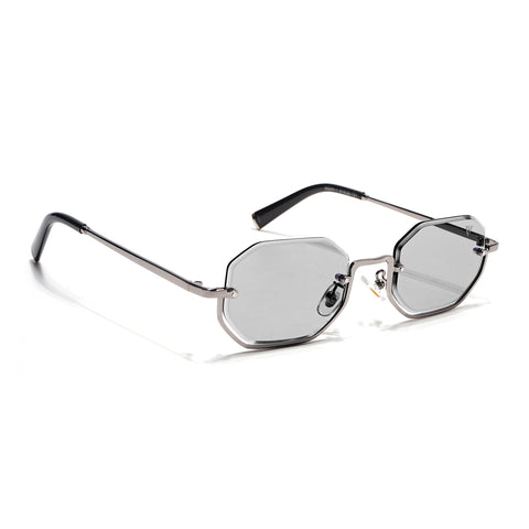 Facet | Light Black Hexagonal Sunglasses  | Silver Frame - MG7510
