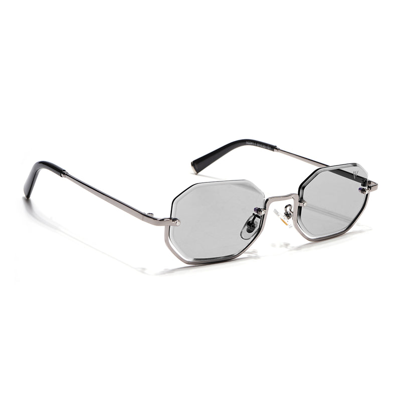 Facet | Light Black Hexagonal Sunglasses  | Silver Frame - MG7510