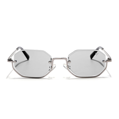 Facet | Light Black Hexagonal Sunglasses  | Silver Frame - MG7510