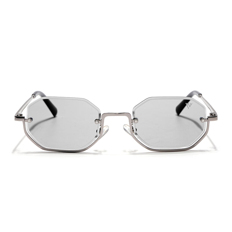 Facet | Light Black Hexagonal Sunglasses  | Silver Frame - MG7510