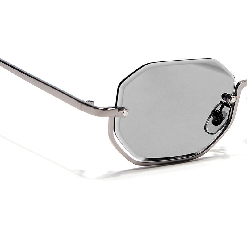 Facet | Light Black Hexagonal Sunglasses  | Silver Frame - MG7510