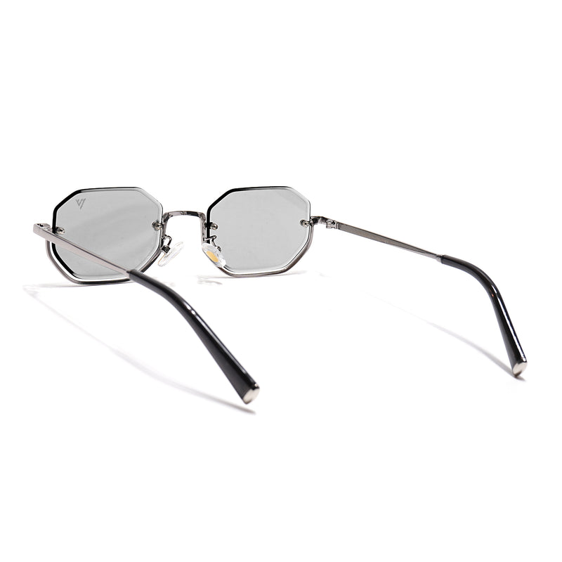 Facet | Light Black Hexagonal Sunglasses  | Silver Frame - MG7510