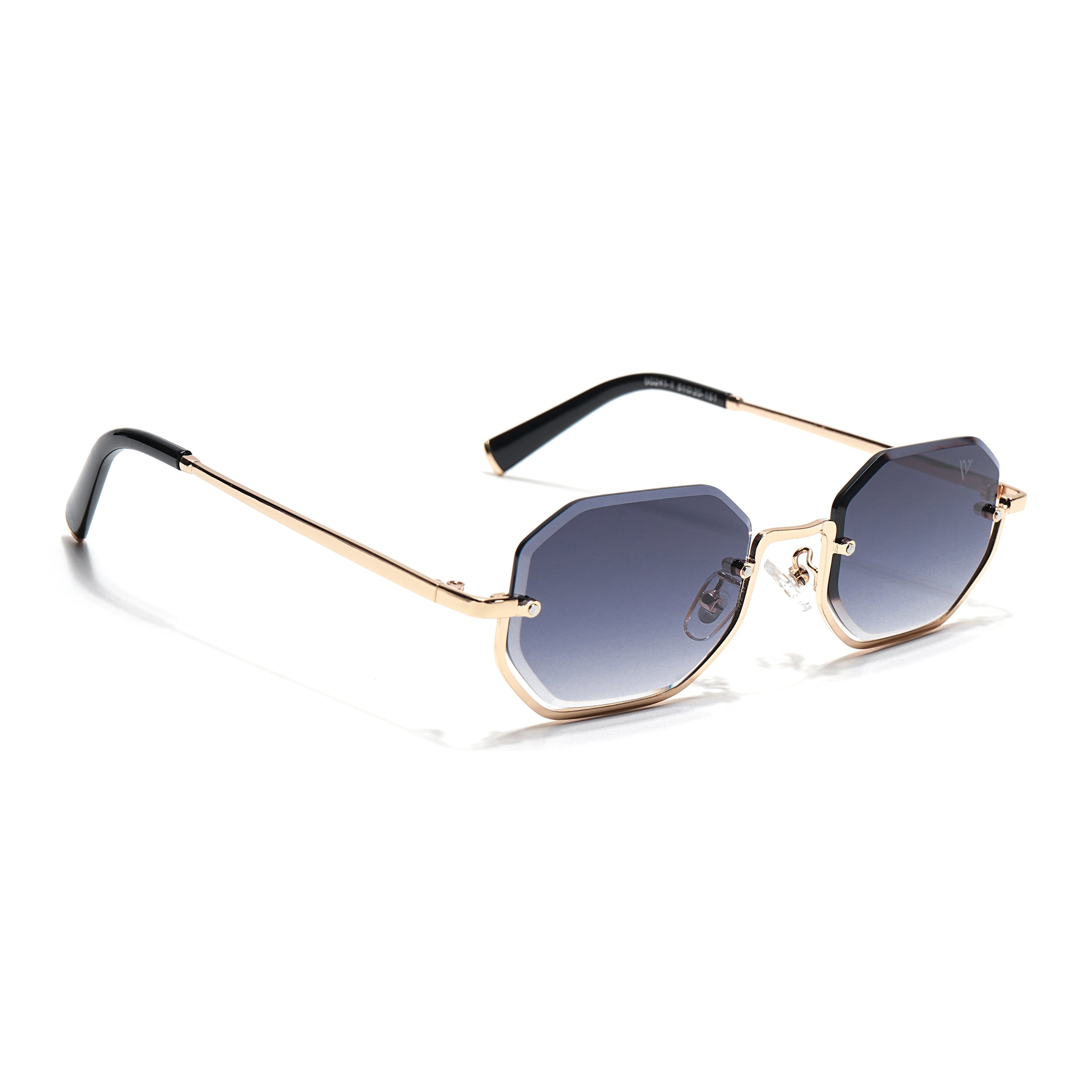 Hexagonal Sunglasses for Men & Women (Grey & Clear Lens | Golden Frame - MG7511)