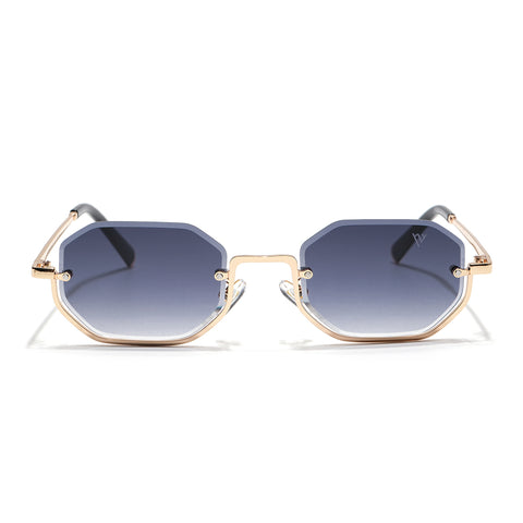 Facet | Grey & Clear Hexagonal Sunglasses | Golden Frame - MG7511