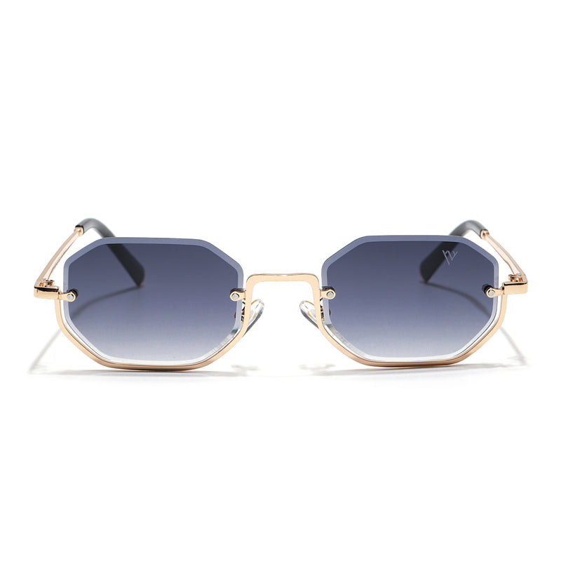 Facet | Grey & Clear Hexagonal Sunglasses | Golden Frame - MG7511
