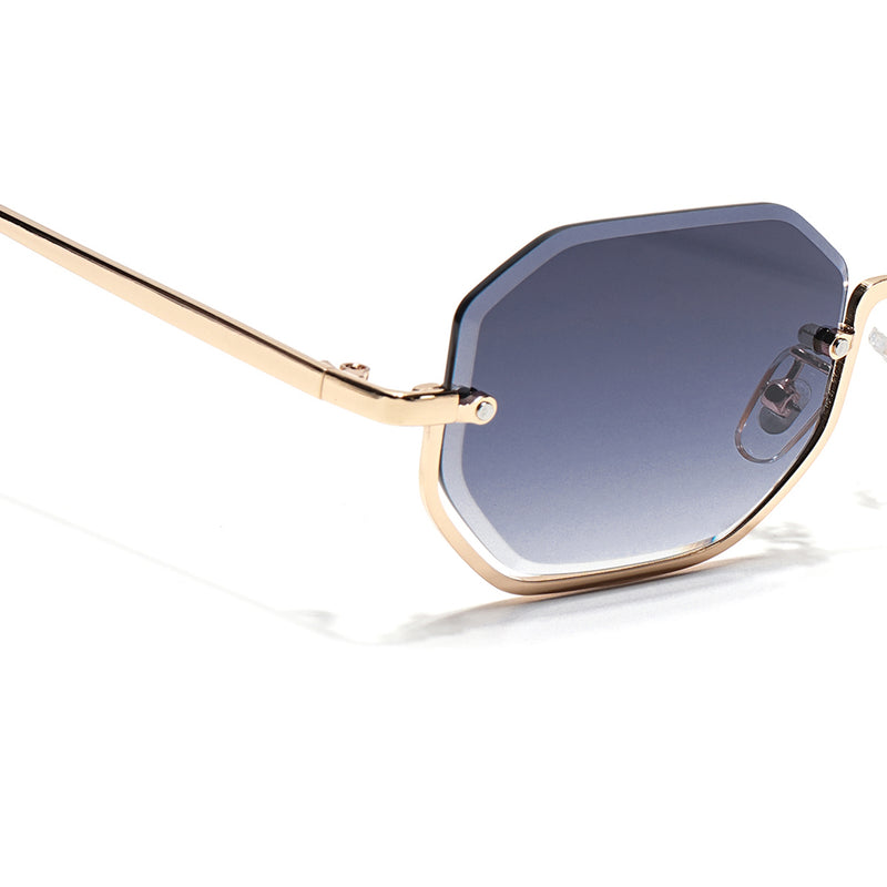 Facet | Grey & Clear Hexagonal Sunglasses | Golden Frame - MG7511