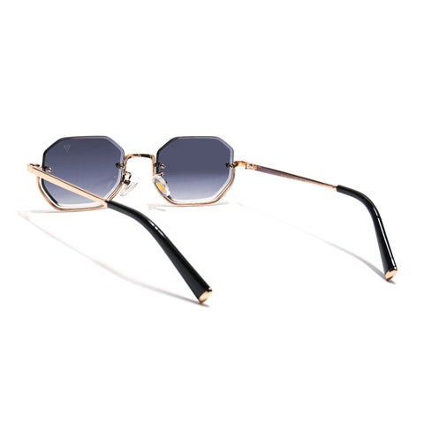 Facet | Grey & Clear Hexagonal Sunglasses | Golden Frame - MG7511