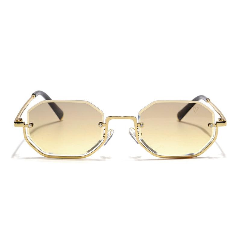 Facet | Light Brown & Clear Hexagonal Sunglasses | Golden Frame - MG7513