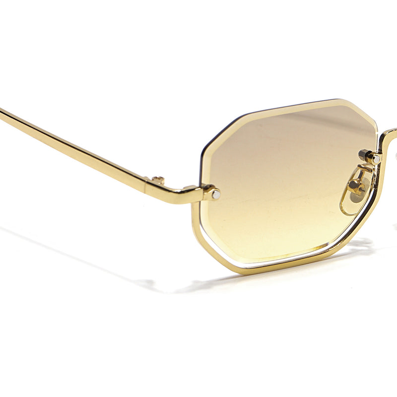 Facet | Light Brown & Clear Hexagonal Sunglasses | Golden Frame - MG7513