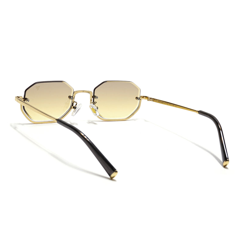 Facet | Light Brown & Clear Hexagonal Sunglasses | Golden Frame - MG7513