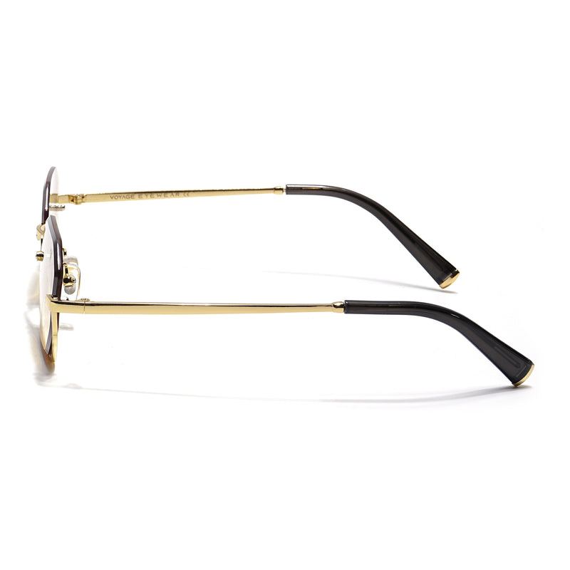 Facet | Light Brown & Clear Hexagonal Sunglasses | Golden Frame - MG7513