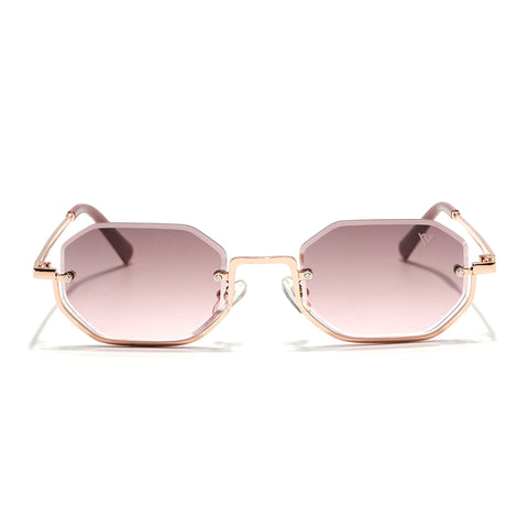Facet | Pink & Clear Hexagonal Sunglasses | Golden Frame - MG7514