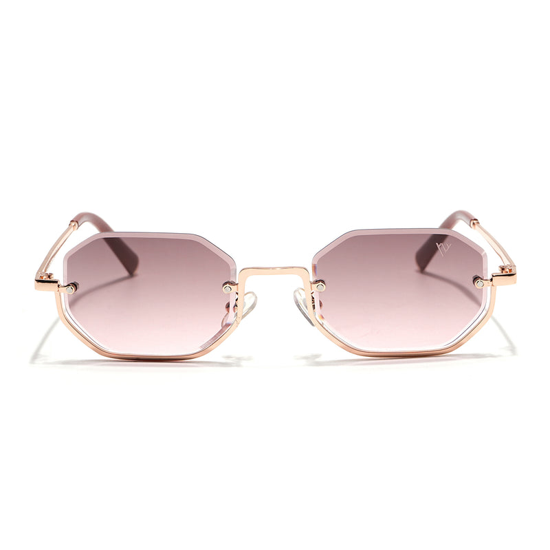 Facet | Pink & Clear Hexagonal Sunglasses | Golden Frame - MG7514