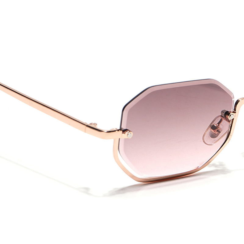 Facet | Pink & Clear Hexagonal Sunglasses | Golden Frame - MG7514