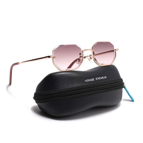 Facet | Pink & Clear Hexagonal Sunglasses | Golden Frame - MG7514